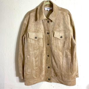 BB Dakota X Steve Madden Faux Suede Oversized Jacket Women's Large Neutral Basic